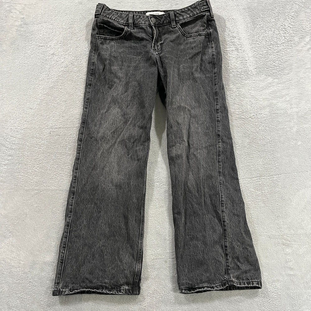Hollister Baggy Jeans Women 8R Gray Denim Relaxed Low-Rise Boho Straight Leg Y2K